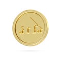 Gold metal three home icon. 3d gold minimal modern home symbol isolated on white background, homepage, mobile app icons, 3D