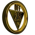 Gold metal Twenty Five Percent Royalty Free Stock Photo