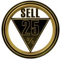 Gold metal Twenty Five Percent Royalty Free Stock Photo