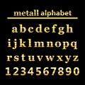 Gold metall alphabet and gold numbers