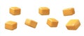 Gold metallic cube. Realistic geometric shapes isolated on a white background. 3d objects cube-shaped yellow color