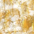 Gold metallic handmade rice paper texture. Seamless washi sheet background with golden blur metal flakes. For modern