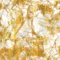 Gold metallic handmade rice paper texture. Seamless washi sheet background with golden blur metal flakes. For modern