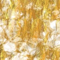 Gold metallic handmade rice paper texture. Seamless washi sheet background with golden metal flakes. For modern wedding