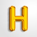 Gold metallic helium alphabet balloon foil letter H realistic 3d render air balloon. Collection of golden balloon