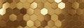Futuristic gold hexagonal texture background. 3d rendering Royalty Free Stock Photo