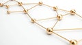 Gold Metallic Network Structure with Connecting Lines on a Clean White Background Royalty Free Stock Photo