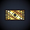 Gold Mexican carpet icon isolated on black background. Vector