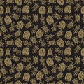 Gold mexican traditional symbols seamless pattern