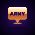 Gold Military army icon isolated on black background. Vector
