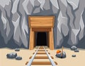 Gold mine entrance with rails