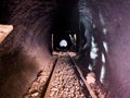 Gold mine wagon railway. digging and mining work Royalty Free Stock Photo