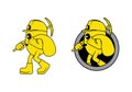 Gold miner mascot cartoon character design illustration