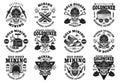 Gold mining big set of twelve vector black emblems