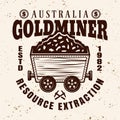 Gold mining vector emblem with full rail trolley