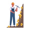 Gold Mining Worker Digging with Pickaxe Royalty Free Stock Photo