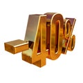 Gold -40%, Minus Forty Percent Discount Sign