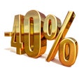 Gold -40%, Minus Forty Percent Discount Sign