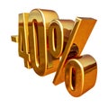 Gold -40%, Minus Forty Percent Discount Sign