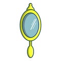 Gold mirror icon, cartoon style