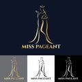Gold miss lady logo for pageant vector art design