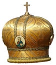 Gold mitre - solemn headgear of the orthodox bisho Royalty Free Stock Photo