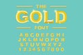 Gold modern bold font and alphabet. Vintage Alphabet vector 80 s
