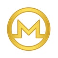 Gold Monero coin icon. golden Cryptocurrency coin money. blockchain symbol. Internet money