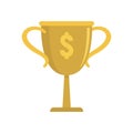 Gold money cup icon, flat style Royalty Free Stock Photo