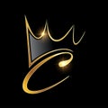 Gold Monogram Crown Logo Initial Letter C Royalty Free Stock Photo