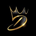 Gold Monogram Crown Logo Initial Letter D Royalty Free Stock Photo