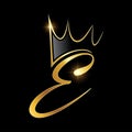 Gold Monogram Crown Logo Initial Letter E Royalty Free Stock Photo