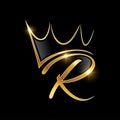 Gold Monogram Crown Logo Initial Letter R Royalty Free Stock Photo