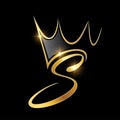 Gold Monogram Crown Logo Initial Letter S Royalty Free Stock Photo