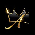 Gold Monogram Crown Logo Initial Letter A Royalty Free Stock Photo