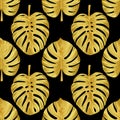 Gold Monstera Seamless Pattern