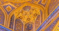 Gold mosaic dome in Tilya Kori Madrasah, Samarkand, Uzbekista