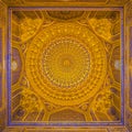 Gold mosaic dome in Tilya Kori Madrasah, Samarkand, Uzbekista