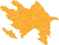 Mosaic Map of Azerbaijan - Golden Collage of Debris Fragments in Yellow Hues