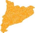 Mosaic Map of Catalonia - Golden Composition of Shard Parts in Yellow Hues