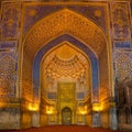 Gold mosaic in Tilya Kori Madrasah, Samarkand, Uzbekista