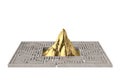 A gold mountain in the maze.3D illustration.