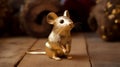 Handcrafted Gold Mouse Statue With Backlight - Realistic Design Royalty Free Stock Photo