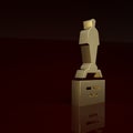 Gold Movie trophy icon isolated on brown background. Academy award icon. Films and cinema symbol. Minimalism concept. 3D