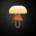 Gold Mushroom icon isolated on black background. Vector