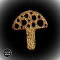 Gold mushroom vector illustration. Stylized golden amanita background.