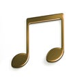 Gold Music Note or Eight Note Icon. 3D Rendering Illustration