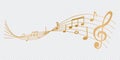 Gold Music notes on transparent background