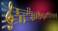 Gold Music Notes On Wavy Lines Royalty Free Stock Photo