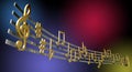 Gold Music Notes On Wavy Lines Royalty Free Stock Photo